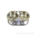 Dog Pet Feeding Bowl with Metal Holder